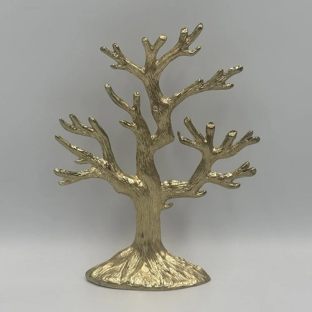 Vintage 1970's Cast Metal Gold Finish Jewelry Charms Accessory Tree BY SEARS